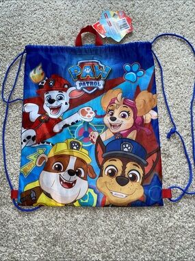 Paw Patrol Multicolor Kids Drawstring Backpack - Blue & Red